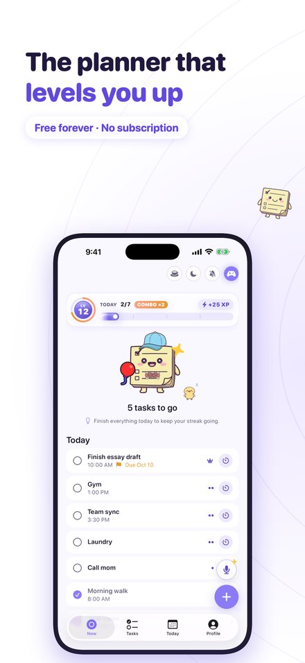 TaskXP screenshot: now
